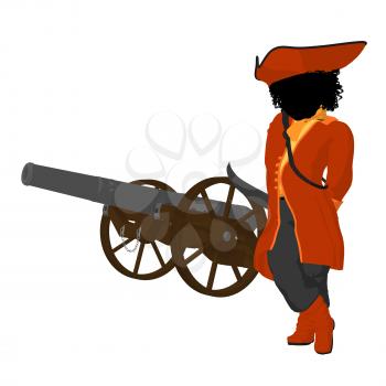 Royalty Free Clipart Image of a Girl Pirate With a Cannon