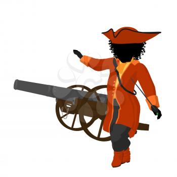 Royalty Free Clipart Image of a Girl Pirate With a Cannon