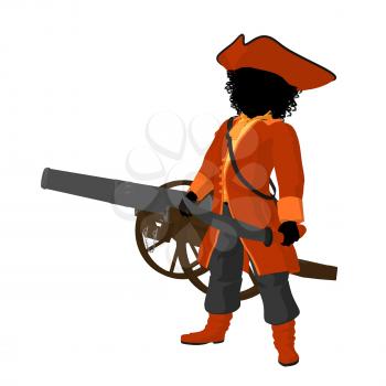 Royalty Free Clipart Image of a Girl Pirate With a Cannon