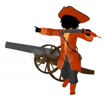 Royalty Free Clipart Image of a Girl Pirate With a Cannon