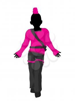 Royalty Free Clipart Image of a Punk Girl in Pink