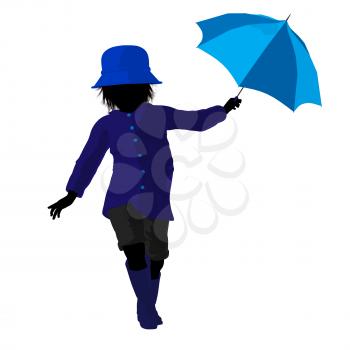 Royalty Free Clipart Image of a Child With an Umbrella