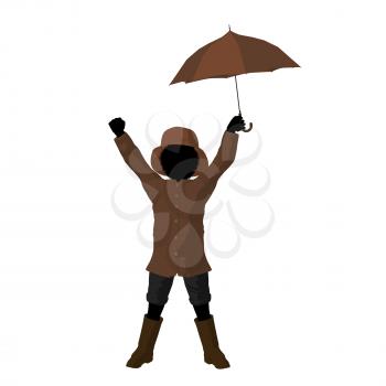 Royalty Free Clipart Image of a Child With an Umbrella