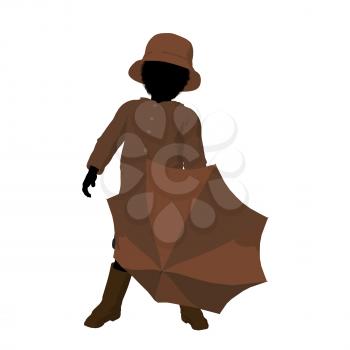 Royalty Free Clipart Image of a Child With an Umbrella