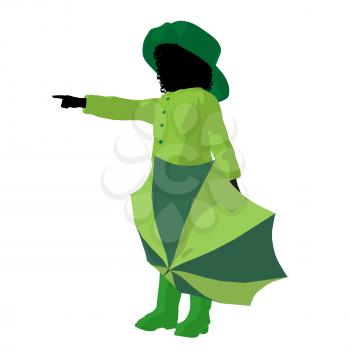 Royalty Free Clipart Image of a Girl With an Umbrella