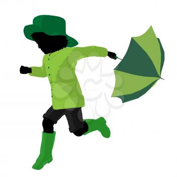 Royalty Free Clipart Image of a Girl With an Umbrella