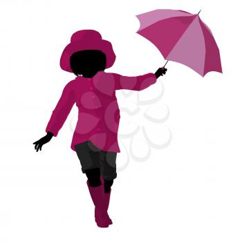 Royalty Free Clipart Image of a Girl With an Umbrella