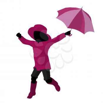 Royalty Free Clipart Image of a Girl With an Umbrella