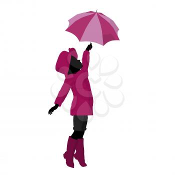 Royalty Free Clipart Image of a Girl With an Umbrella