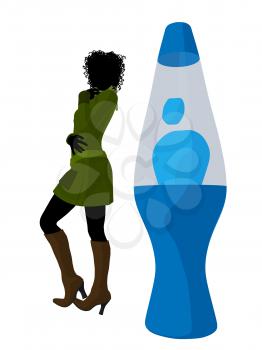 Royalty Free Clipart Image of a Woman With a Lava Lamp