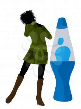 Royalty Free Clipart Image of a Woman With a Lava Lamp