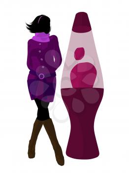 Royalty Free Clipart Image of a Woman and a Lava Lamp