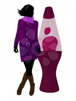 Royalty Free Clipart Image of a Woman and a Lava Lamp