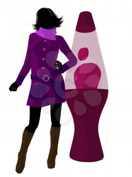 Royalty Free Clipart Image of a Woman and a Lava Lamp