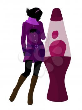 Royalty Free Clipart Image of a Woman and a Lava Lamp