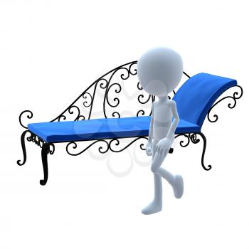 Royalty Free Clipart Image of a 3D Guy With Patio Furniture