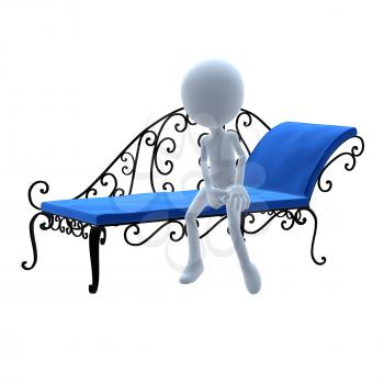 Royalty Free Clipart Image of a 3D Guy With Patio Furniture