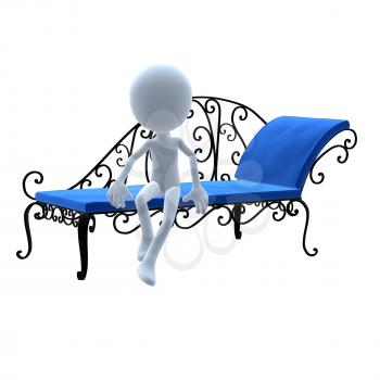 Royalty Free Clipart Image of a 3D Guy With Patio Furniture