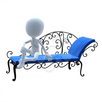 Royalty Free Clipart Image of a 3D Guy With Patio Furniture