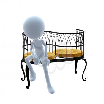 Royalty Free Clipart Image of a 3D Guy With Patio Furniture