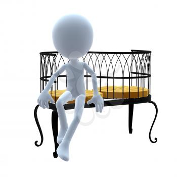 Royalty Free Clipart Image of a 3D Guy With Patio Furniture