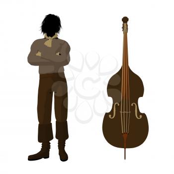 Royalty Free Clipart Image of a Man and Violin