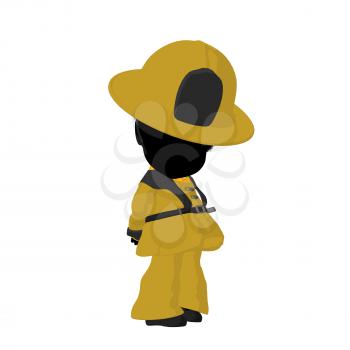 Royalty Free Clipart Image of a Child in a Firefighter Costume