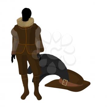 Royalty Free Clipart Image of an Elizabethan Man With a Hat