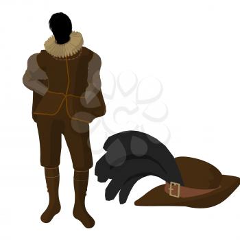 Royalty Free Clipart Image of an Elizabethan Man With a Hat