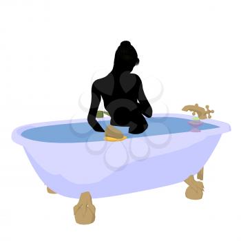 Royalty Free Clipart Image of a Woman in a Tub