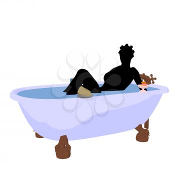 Royalty Free Clipart Image of a Woman in a Tub