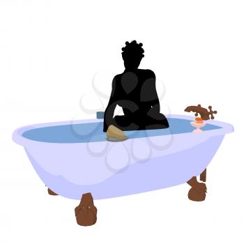 Royalty Free Clipart Image of a Woman in a Tub