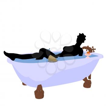 Royalty Free Clipart Image of a Woman in a Tub