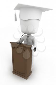 3D Illustration of a Graduate Giving a Graduation Speech