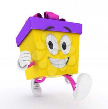 3D Illustration of a Running Gift