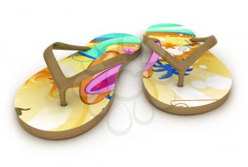 3D Illustration of Colorful Flip-flops