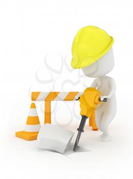 3D Illustration of a Man Using a Jackhammer