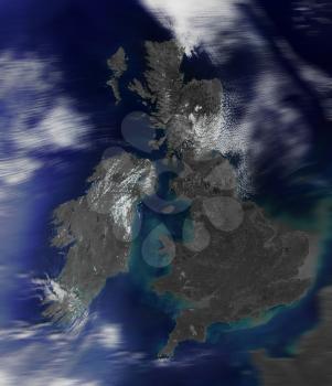 3d map of Great Britain. Look at space. Data source: nasa.