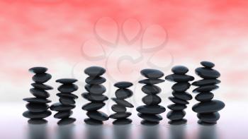 Royalty Free Clipart Image of Stacks of Stones Balancing