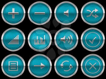 Royalty Free Clipart Image of Blue Control Panel Buttons