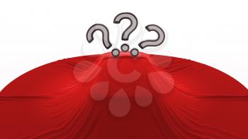 Royalty Free Clipart Image of a Car Covered With Question Marks