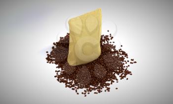 Royalty Free Clipart Image of Sacking Pack on Coffee Beans