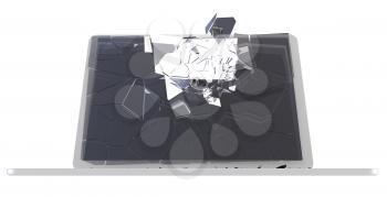 Royalty Free Clipart Image of a Broken Laptop