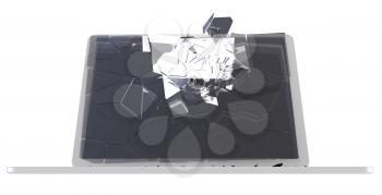 Royalty Free Clipart Image of a Broken Laptop