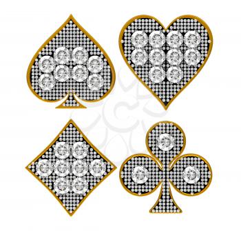 Royalty Free Clipart Image of Diamond Incrusted Card Suits