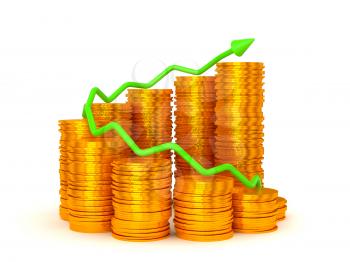 Royalty Free Clipart Image of Earnings and Success Coin Graph