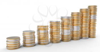 Royalty Free Clipart Image of Stacks of Coins