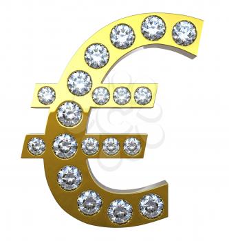 Royalty Free Clipart Image of a Golden Euro Diamond Symbol 