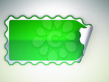 Royalty Free Clipart Image of a Green Bent Sticker