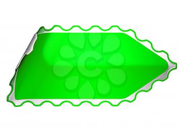 Royalty Free Clipart Image of a Green Bent Sticker